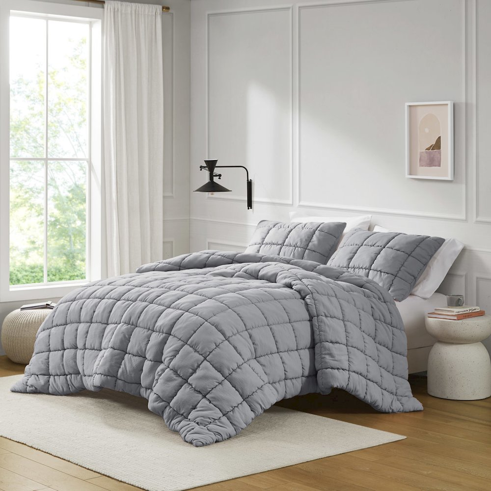 Dream Puff Down Alternative Comforter Set in Grey Color. Picture 2