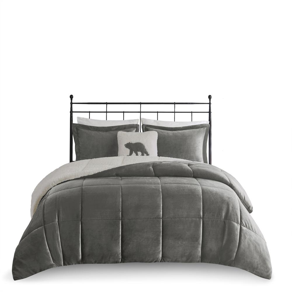 Plush to Sherpa Down Alternative Comforter Set. Picture 5