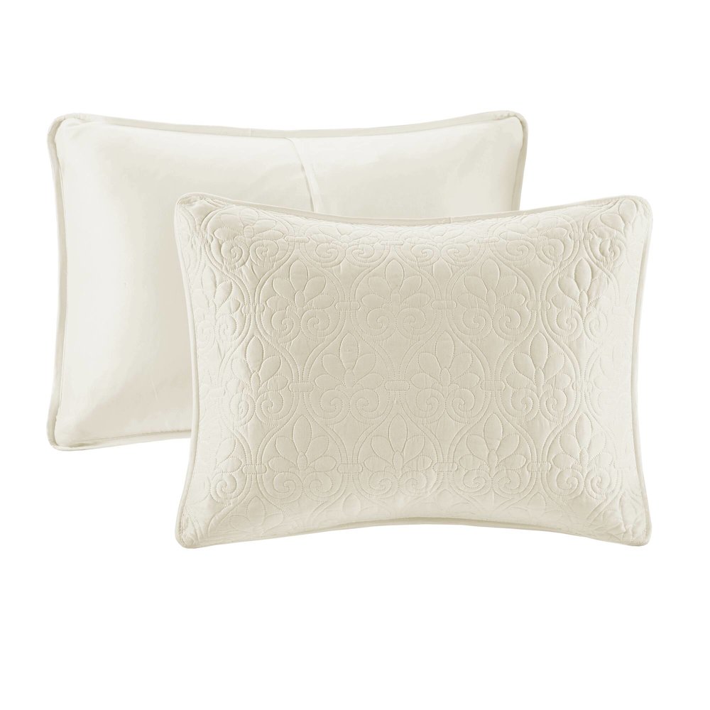 Quebec 3 Piece Reversible Quilt Set, Cream color. Picture 1