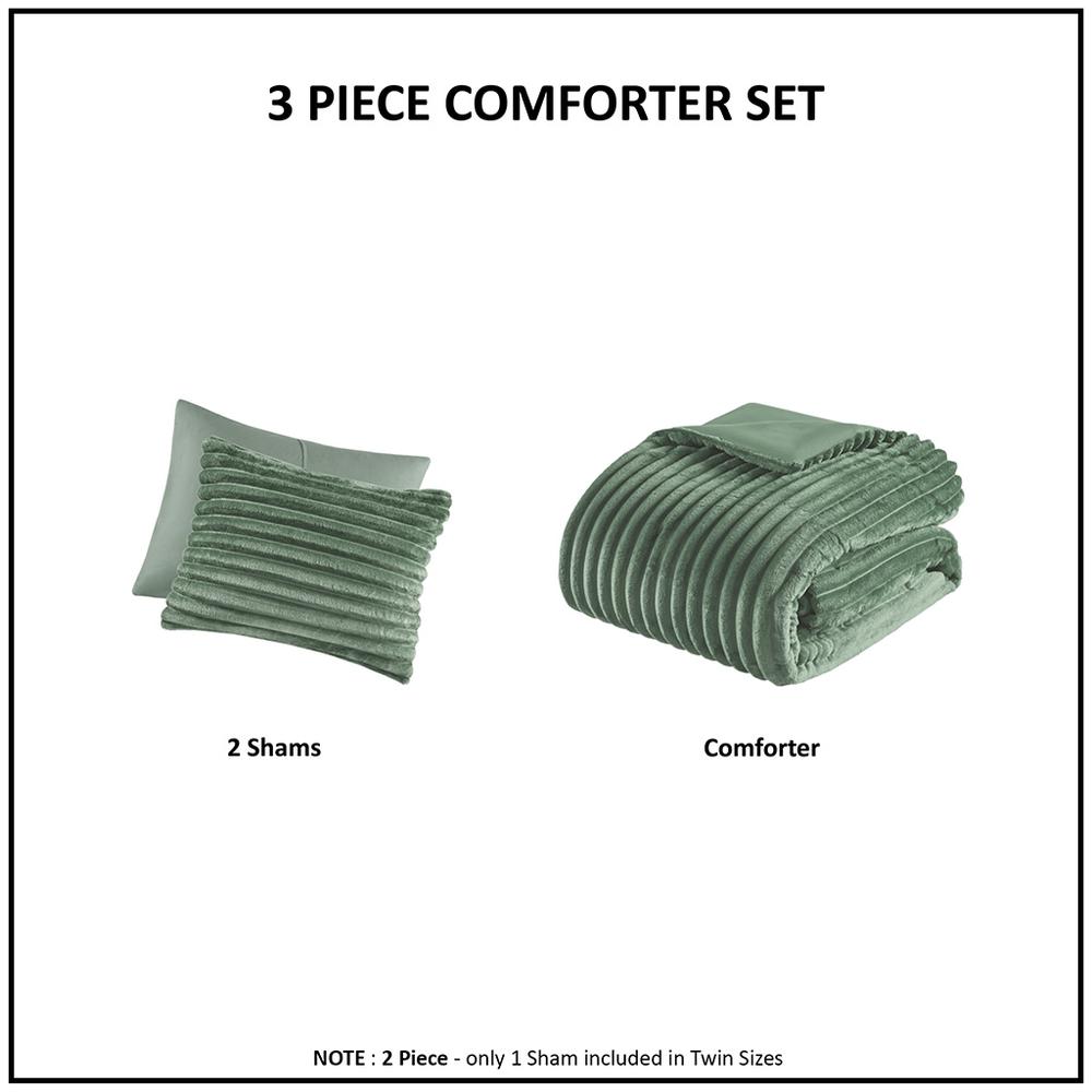 3 Piece Corded Plush Comforter Set. Picture 2
