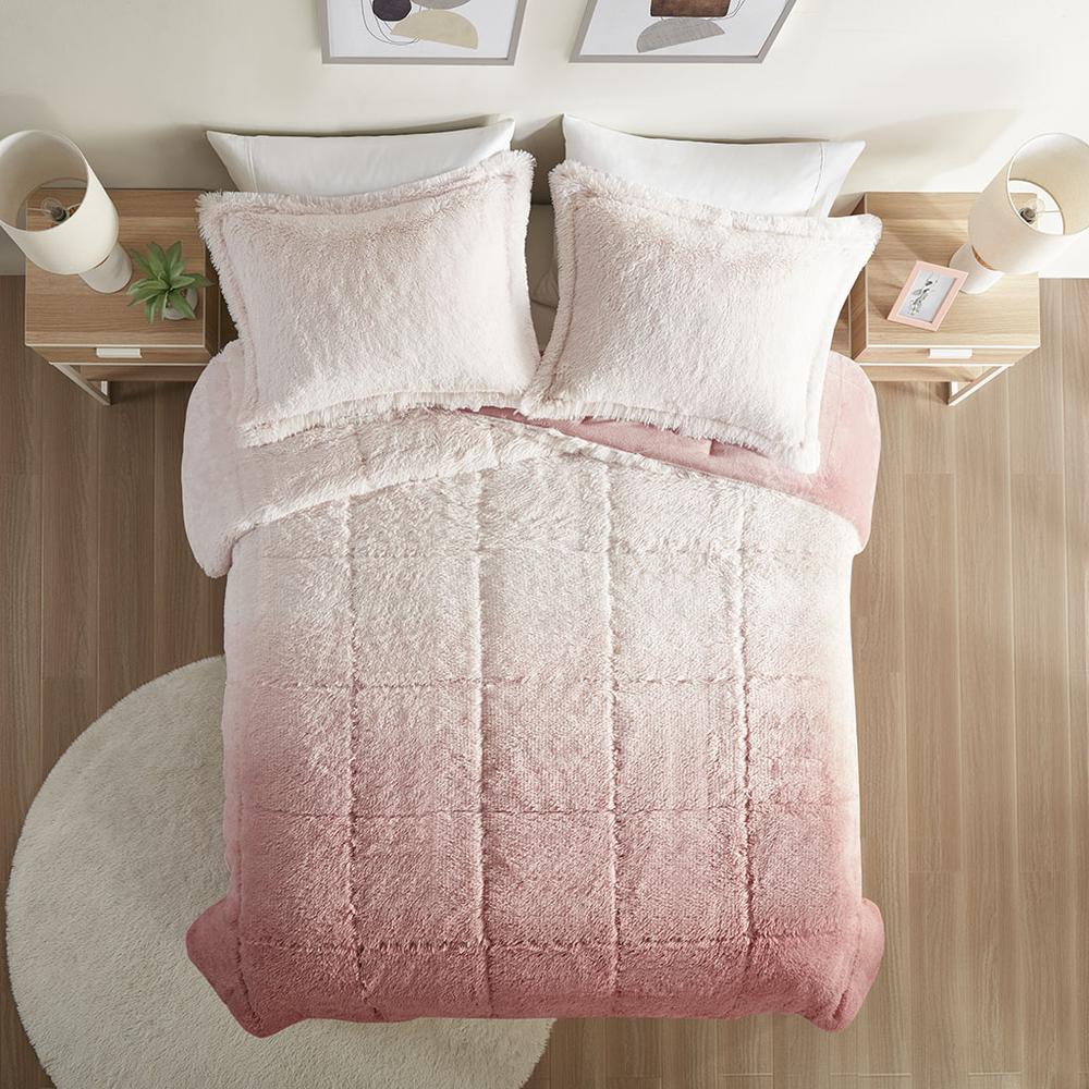 Ombre Shaggy Long Fur Comforter Mini Set. Picture 5