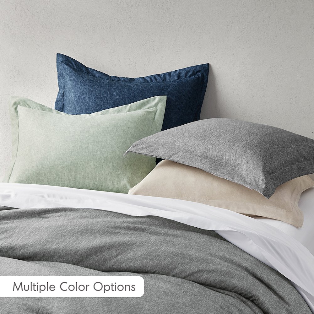 Camden Chambray Print Solid Comforter Set, Navy color. Picture 2