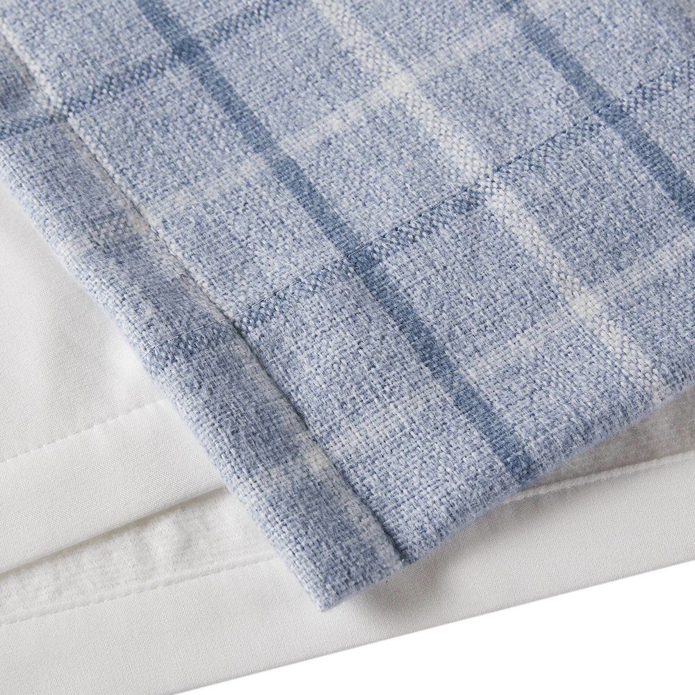 Plaid Rod Pocket and Back Tab Curtain Panel with Fleece Lining. Picture 3