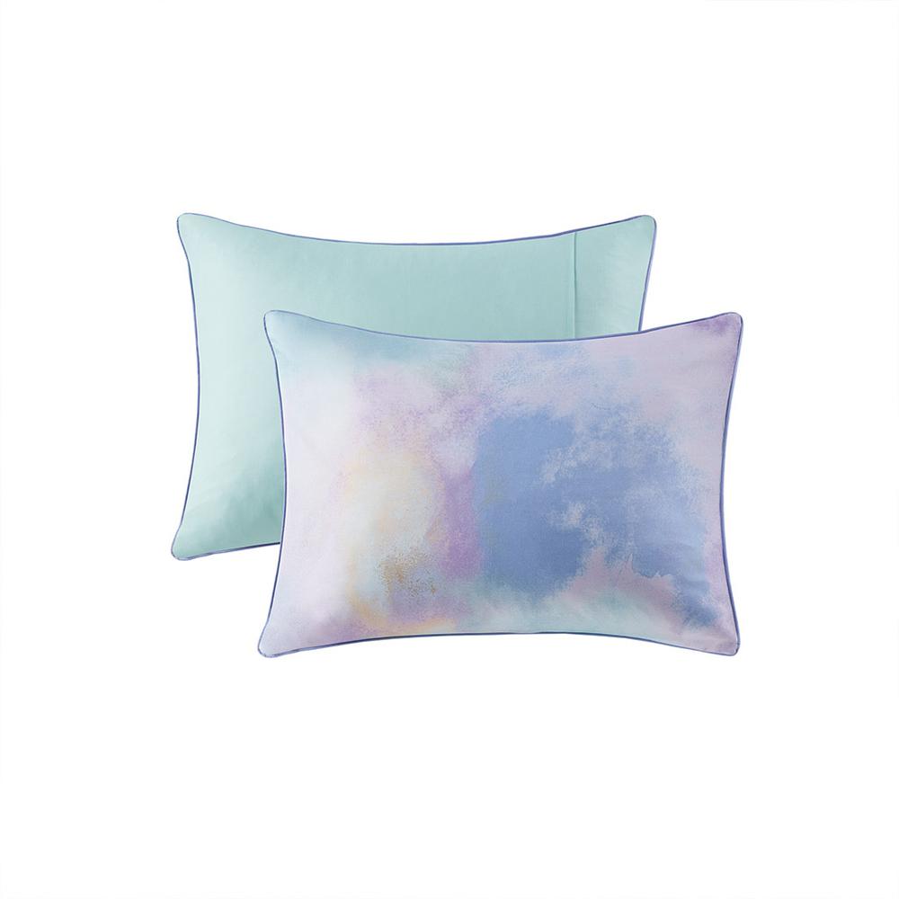 Watercolor Tie Dye Printed Duvet Cover Set with Throw Pillow. Picture 3