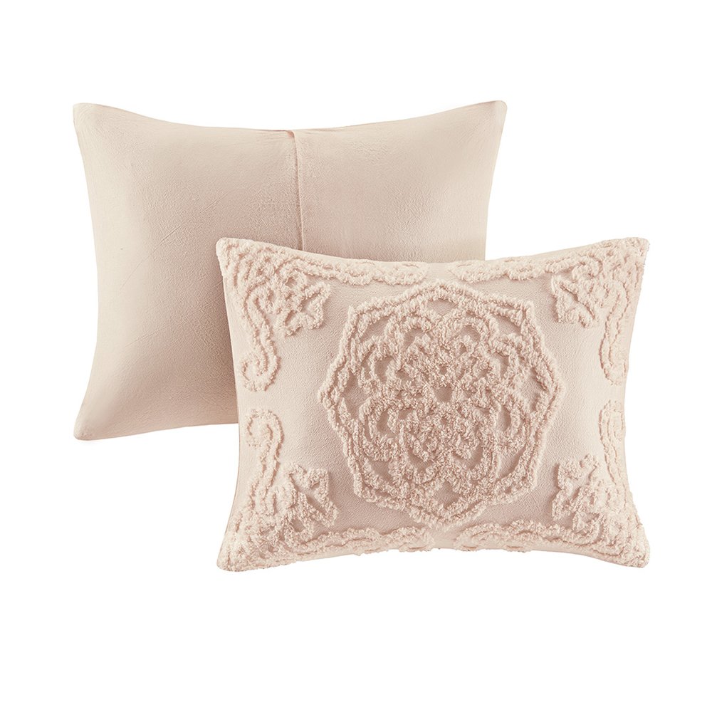 3-Piece Tufted Cotton Chenille Medallion Duvet Cover Set. Picture 1