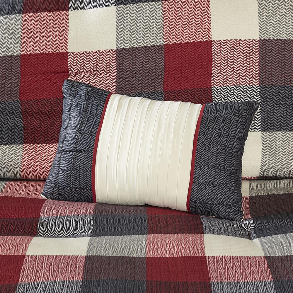 Ridge 7 Piece Herringbone Comforter Set, Red color. Picture 3