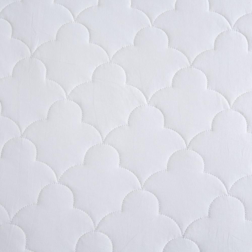 All Natural Cotton Percale Quilted Mattress Pad, White color. Picture 4