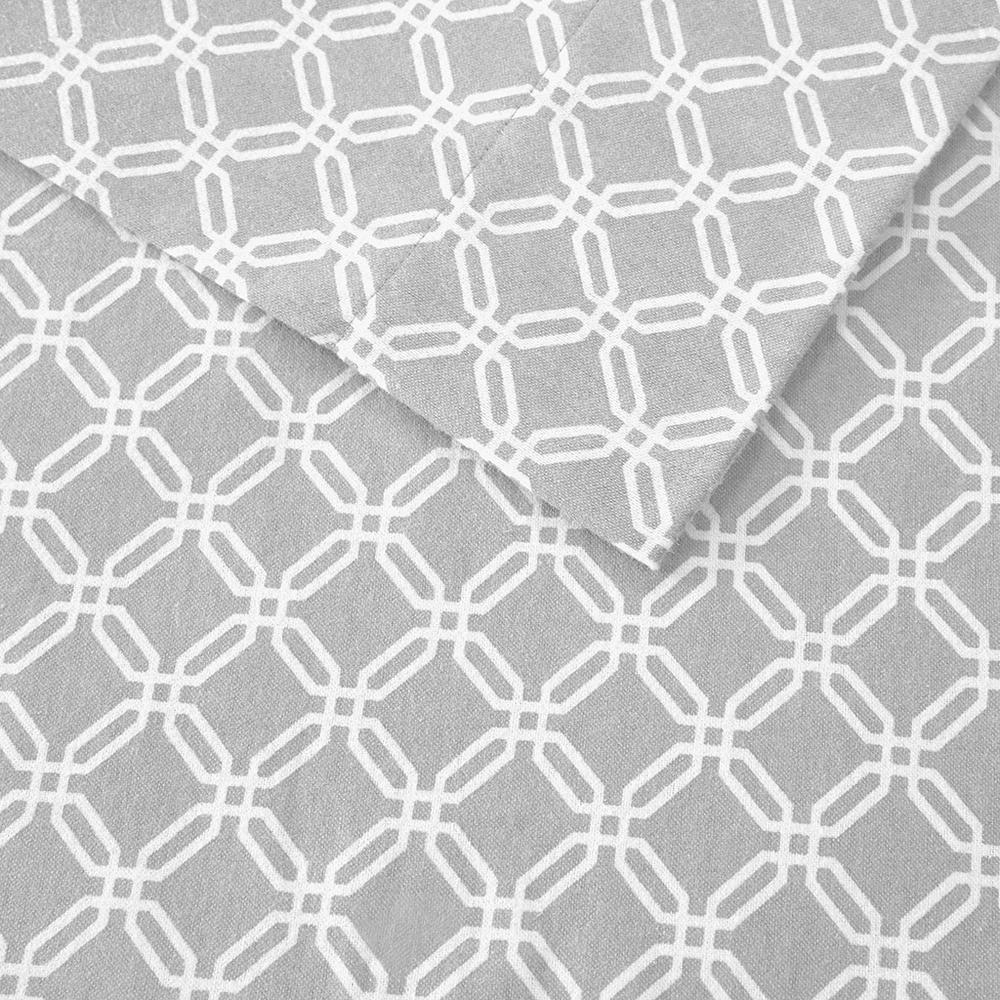 Cozy Flannel Printed Sheet Set, Grey Geo color. Picture 5