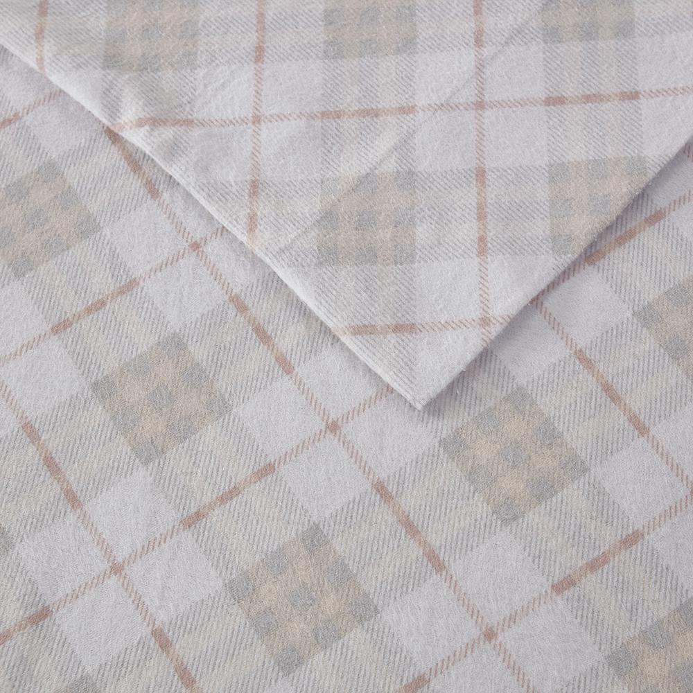 Cozy Flannel Printed Sheet Set, Pink Plaid color. Picture 2