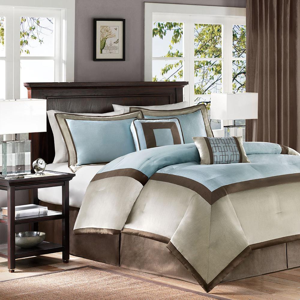 Genevieve 7 Piece Comforter Set, Blue color. Picture 4