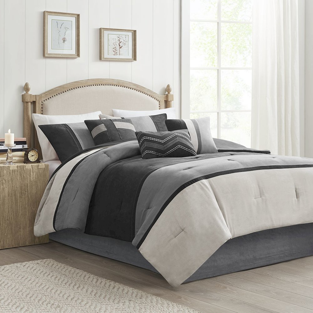 7 Piece Faux Suede Comforter Set. Picture 4