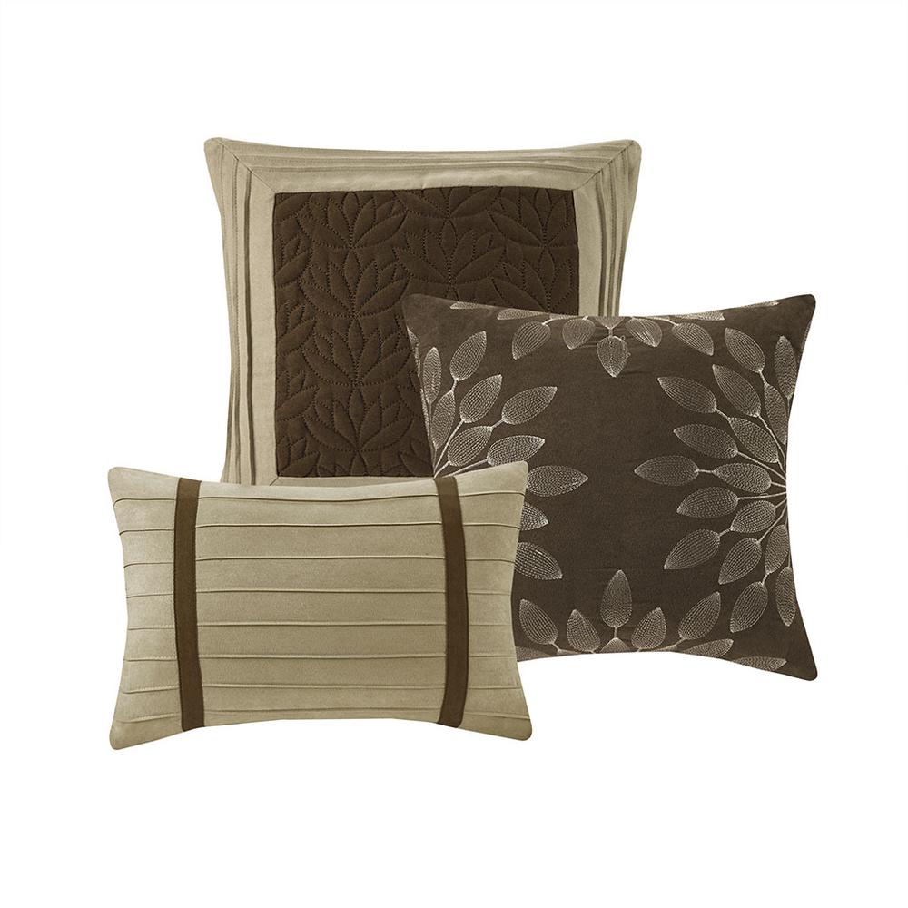 Palmer 7 Piece Faux Suede Comforter Set, Natural color. Picture 1