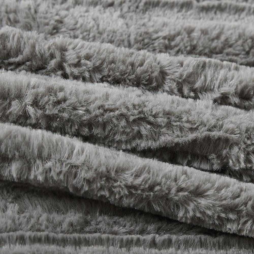 Arctic Fur Down Alternative Comforter Mini Set, Grey color. Picture 3