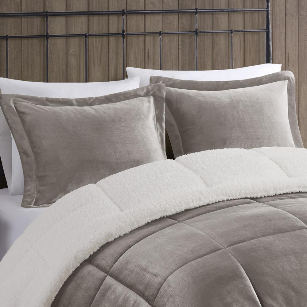 Plush to Sherpa Down Alternative Comforter Set. Picture 1