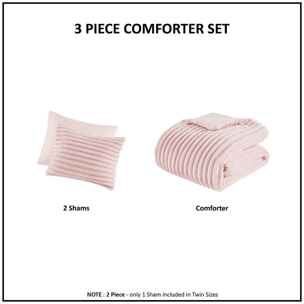 3 Piece Corded Plush Comforter Set. Picture 5