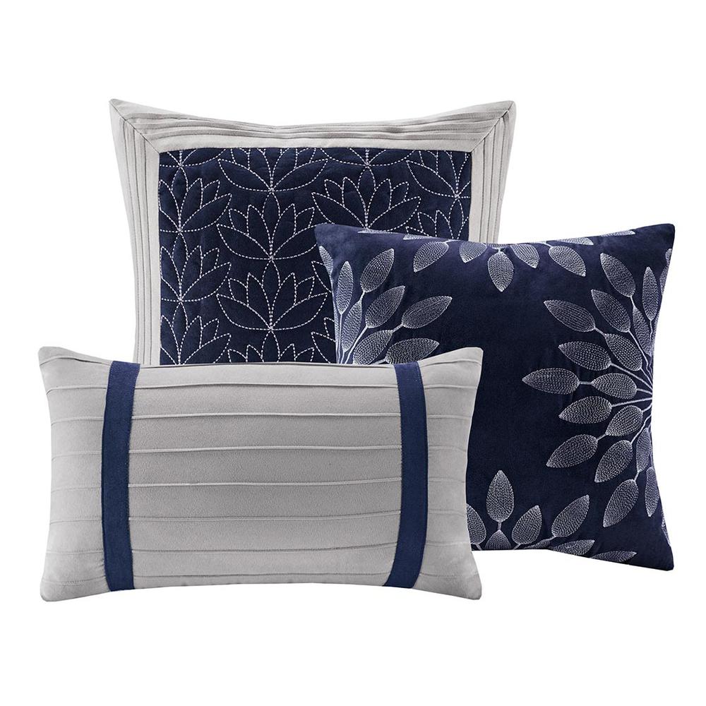 Blue Microsuede Pieced 7-Piece Comforter Set, Belen Kox. Picture 1
