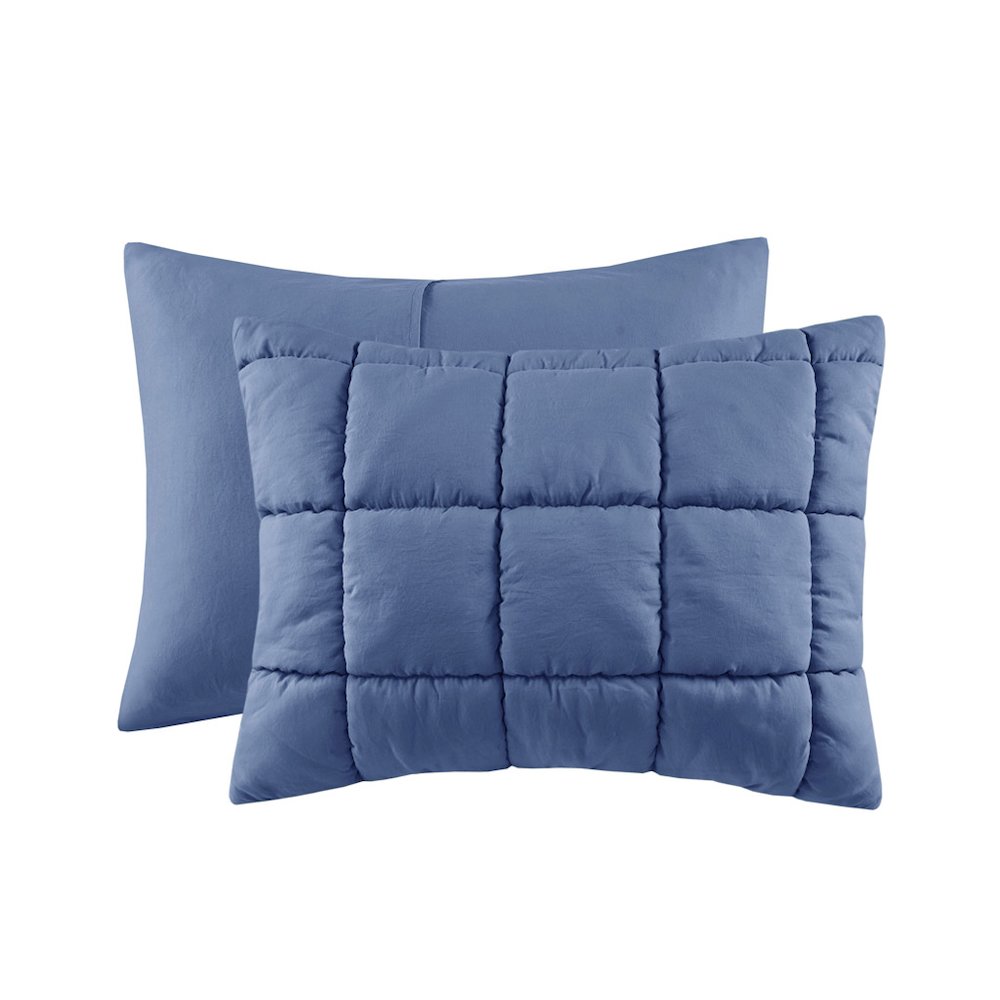 Dream Puff Down Alternative Comforter Set in Navy Color. Picture 2