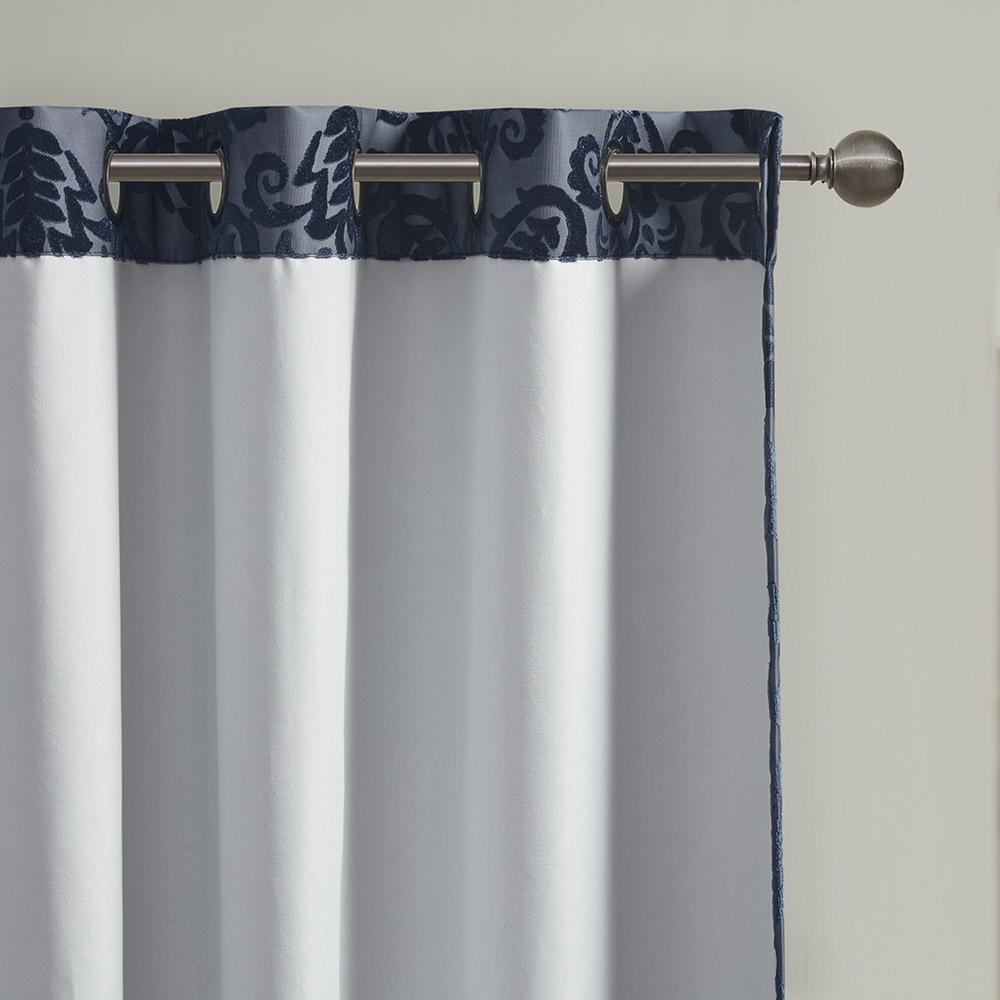 Knitted Jacquard Paisley Total Blackout Grommet Top Curtain Panel. Picture 1