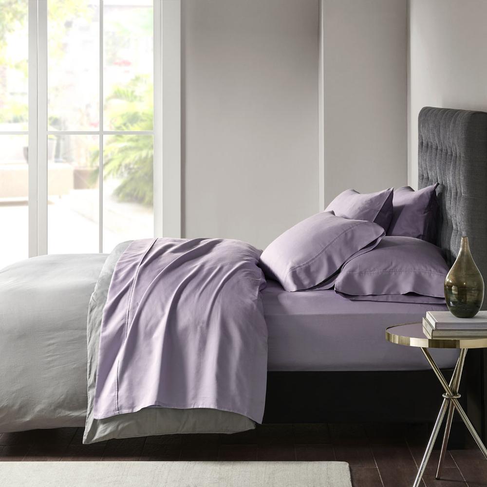 800 Thread Count Cotton Blend Sateen Sheet Set, Purple color. Picture 4