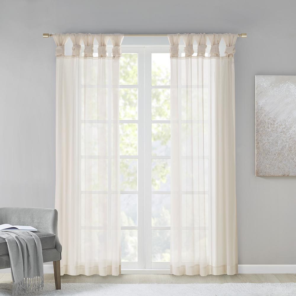 Twisted Tab Voile Sheer Window Pair. Picture 4