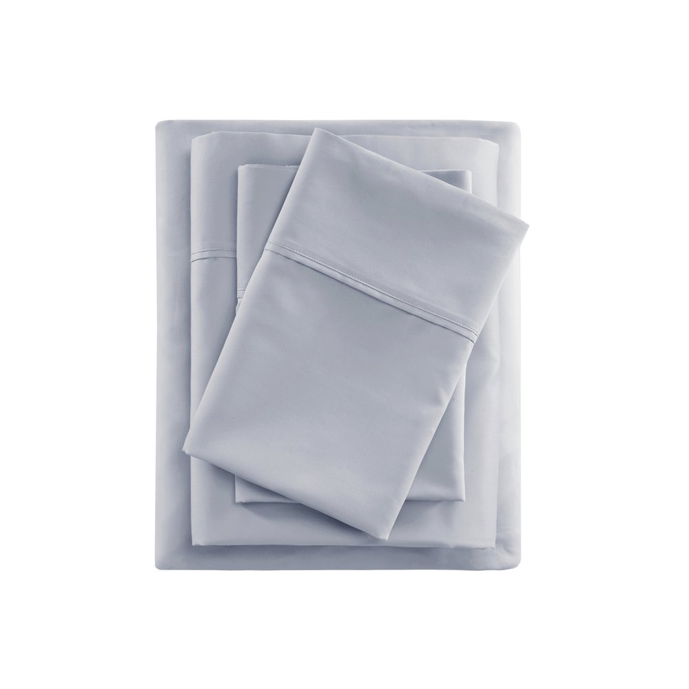 600 Thread Count Cooling Cotton Blend 4 PC Sheet Set, Blue color. Picture 3
