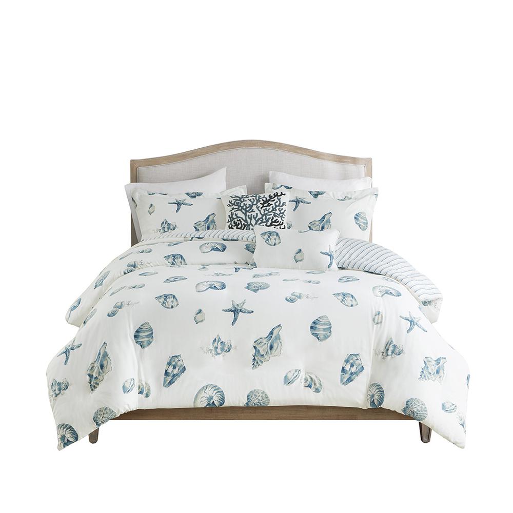 Beach House 2 Piece Duvet Cover Set, Blue color. Picture 1