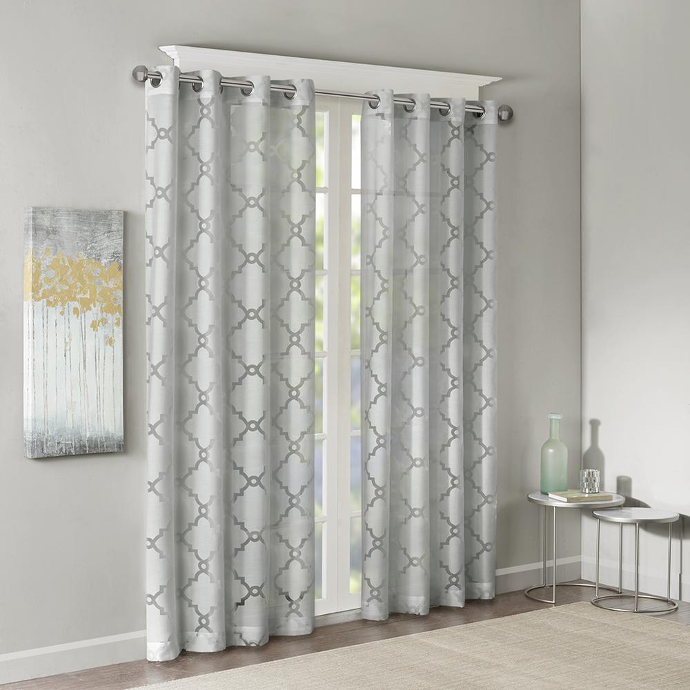 Fretwork Burnout Sheer Curtain Panel. Picture 1