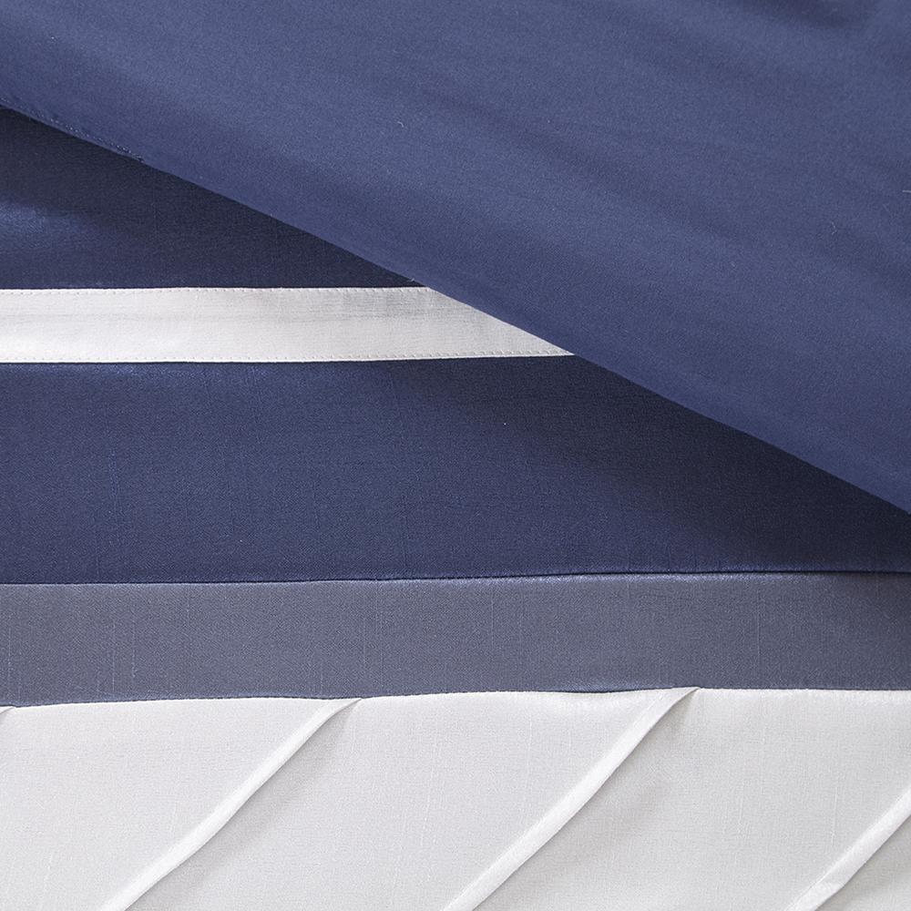 Blaire 7 Piece Comforter Set, Navy color. Picture 1