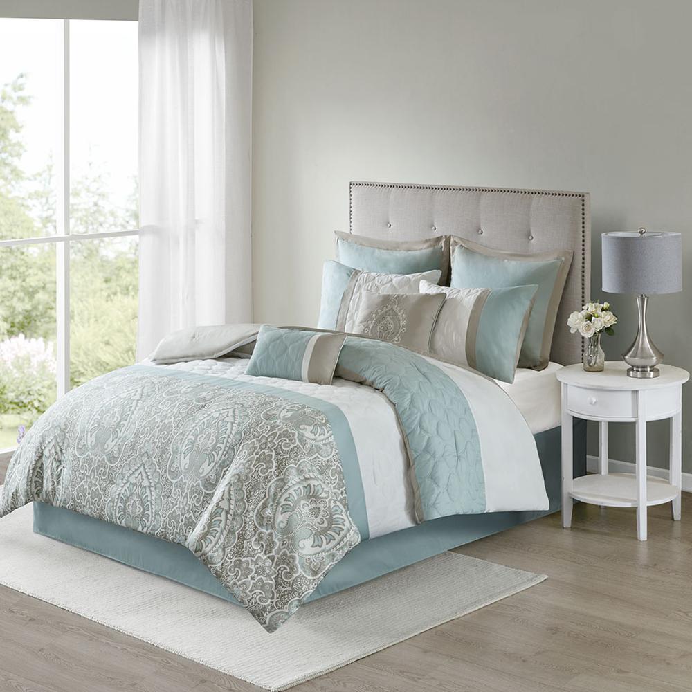 Shawnee 8 Piece Comforter Set, Seafoam color. Picture 1