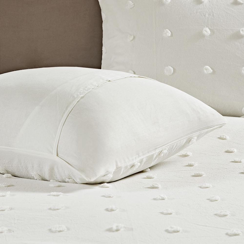 Cotton Jacquard Duvet Cover Set with Euro Shams and Throw Pillows. Picture 1