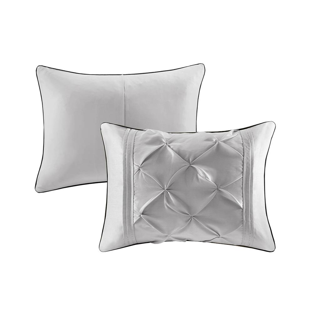 Laurel 7 Piece Tufted Comforter Set, Grey color. Picture 1