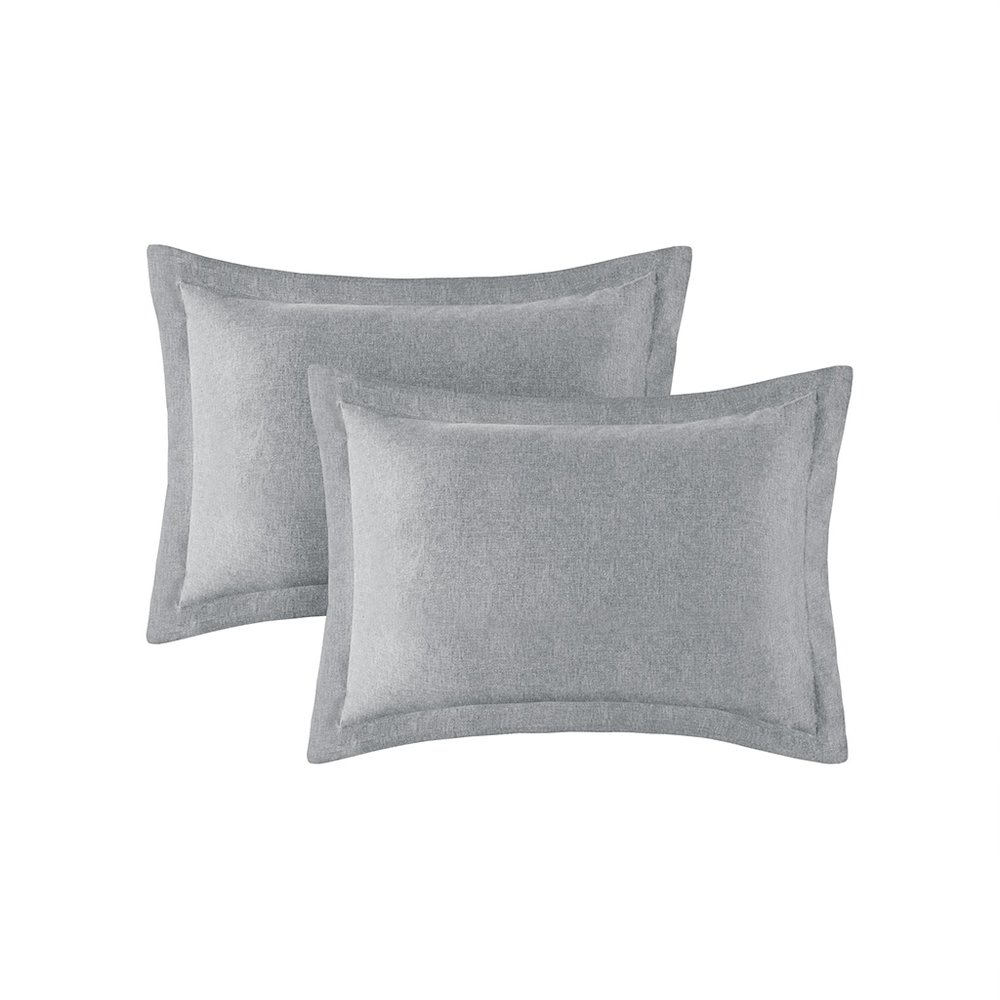 Camden Chambray Print Solid Comforter Set, Grey color. Picture 5