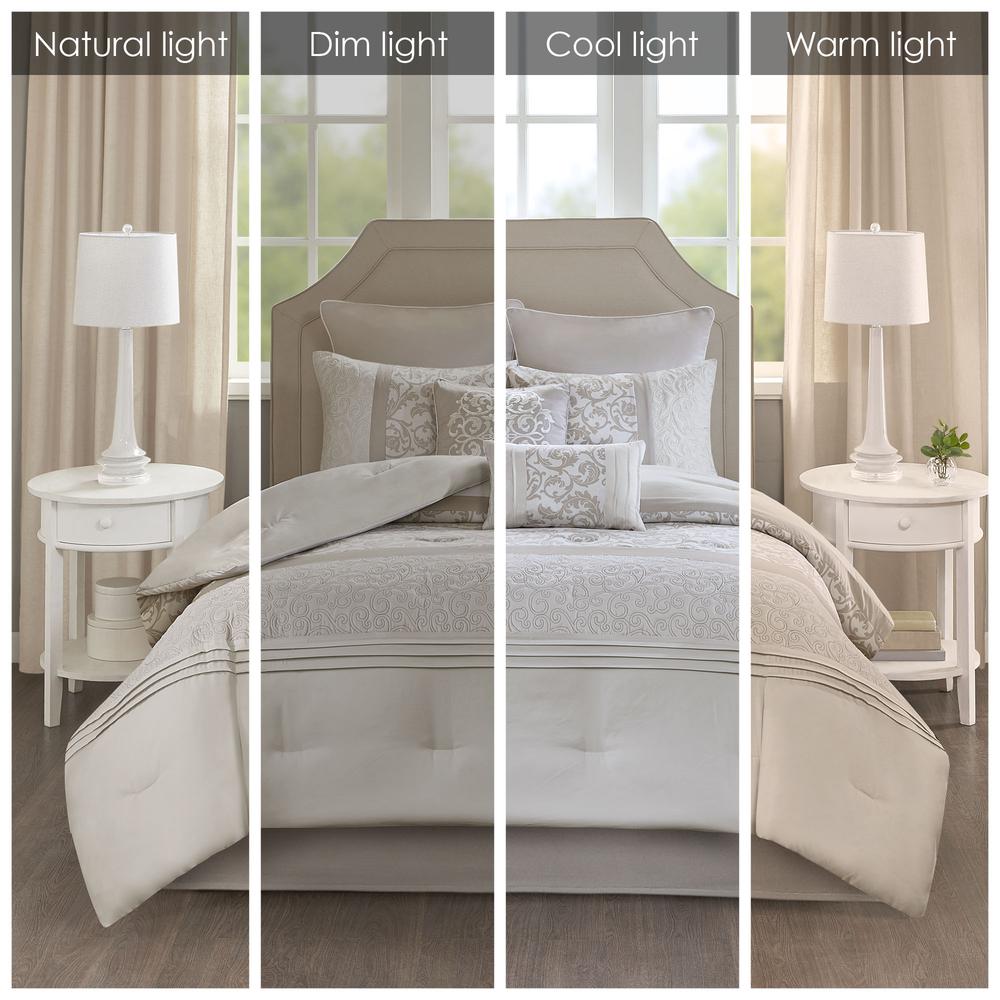 Ramsey Embroidered 8 Piece  Comforter Set, Neutral color. Picture 3