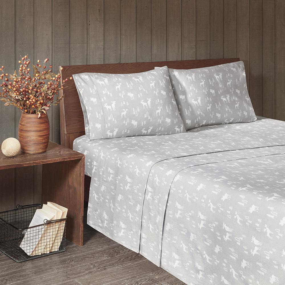 Flannel Sheet Set, Grey Moose color. Picture 4