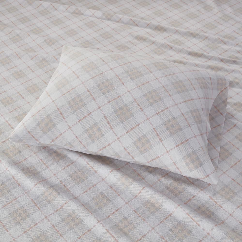 Cozy Flannel Printed Sheet Set, Pink Plaid color. Picture 5
