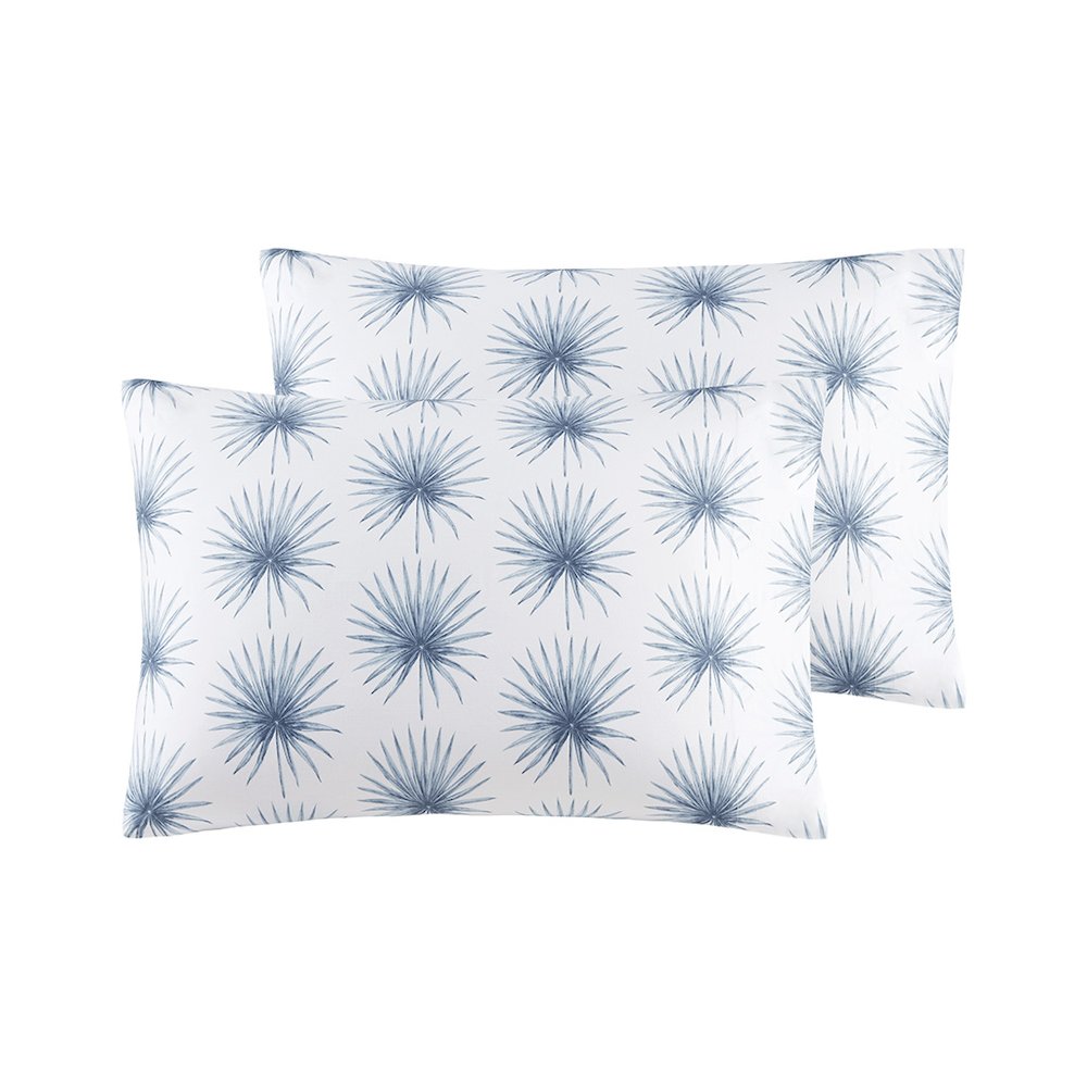 200 Thread Count Printed Cotton Sheet Set in Blue Palmetto Color. Picture 3