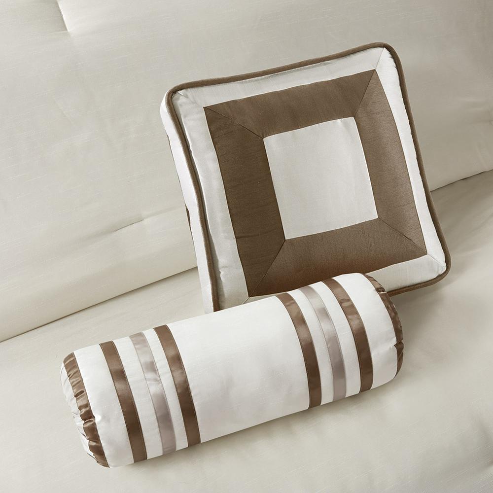 Genevieve 7 Piece Comforter Set, Taupe/Brown color. Picture 3