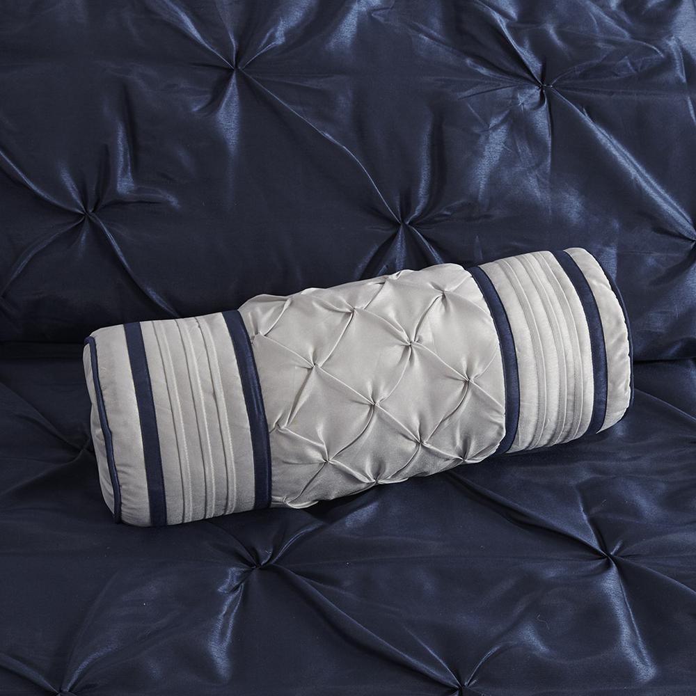 Laurel 7 Piece Tufted Comforter Set, Navy color. Picture 2