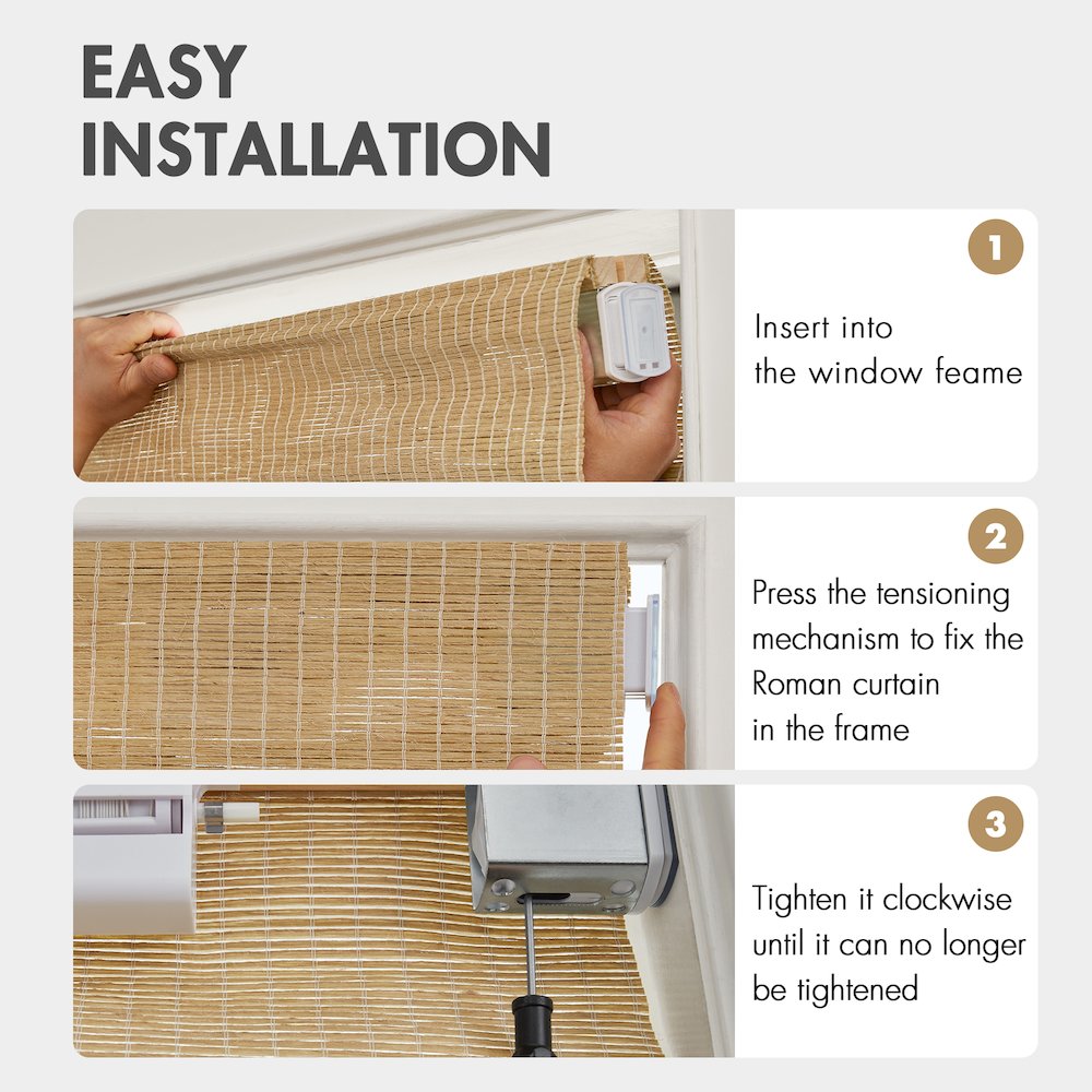 Nordic Woven Light Filtering Cordless Roman Shade. Picture 2