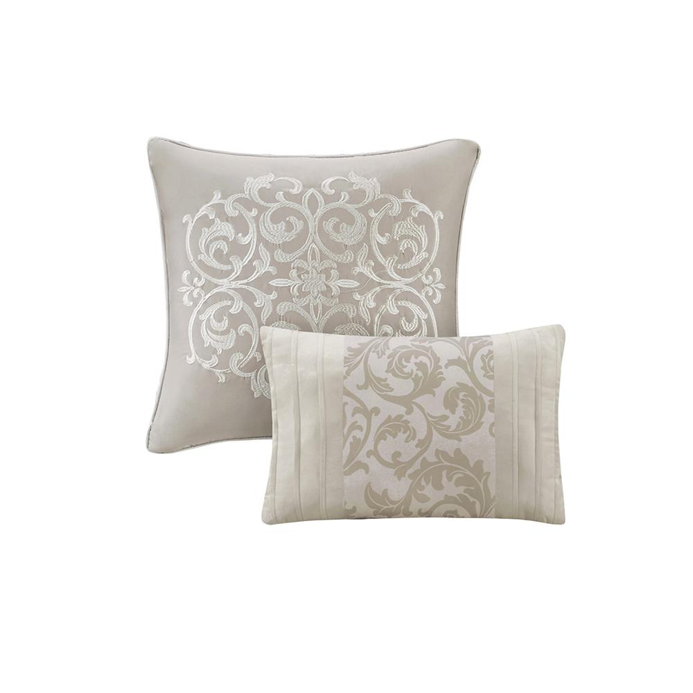 Ramsey Embroidered 8 Piece  Comforter Set, Neutral color. Picture 1