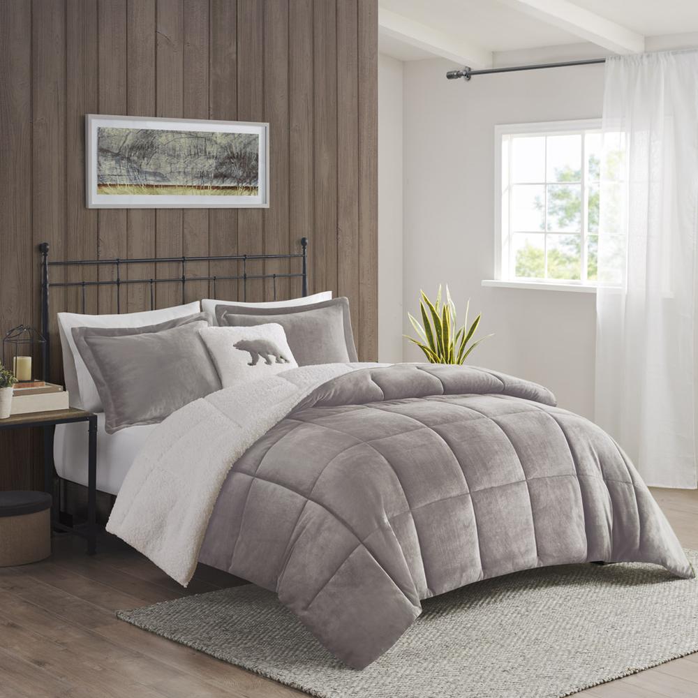 Plush to Sherpa Down Alternative Comforter Set. Picture 4