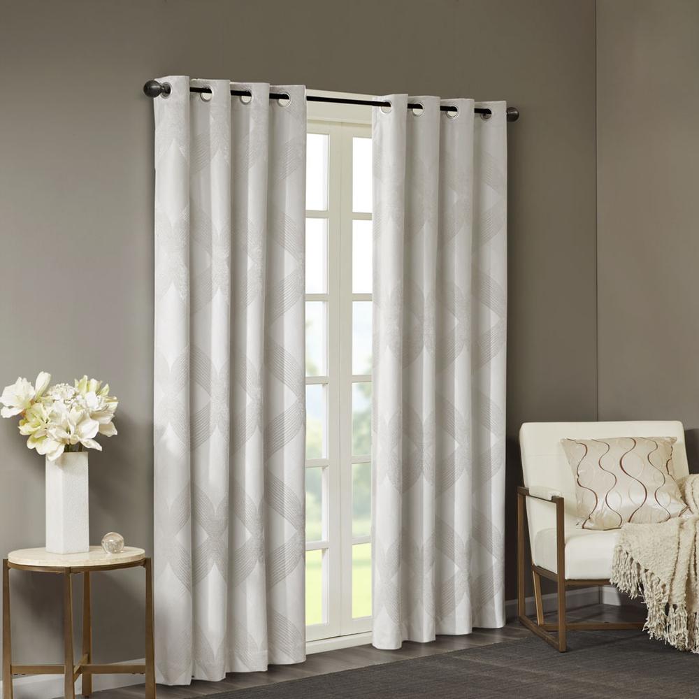Ogee Knitted Jacquard Total Blackout Curtain Panel. Picture 3