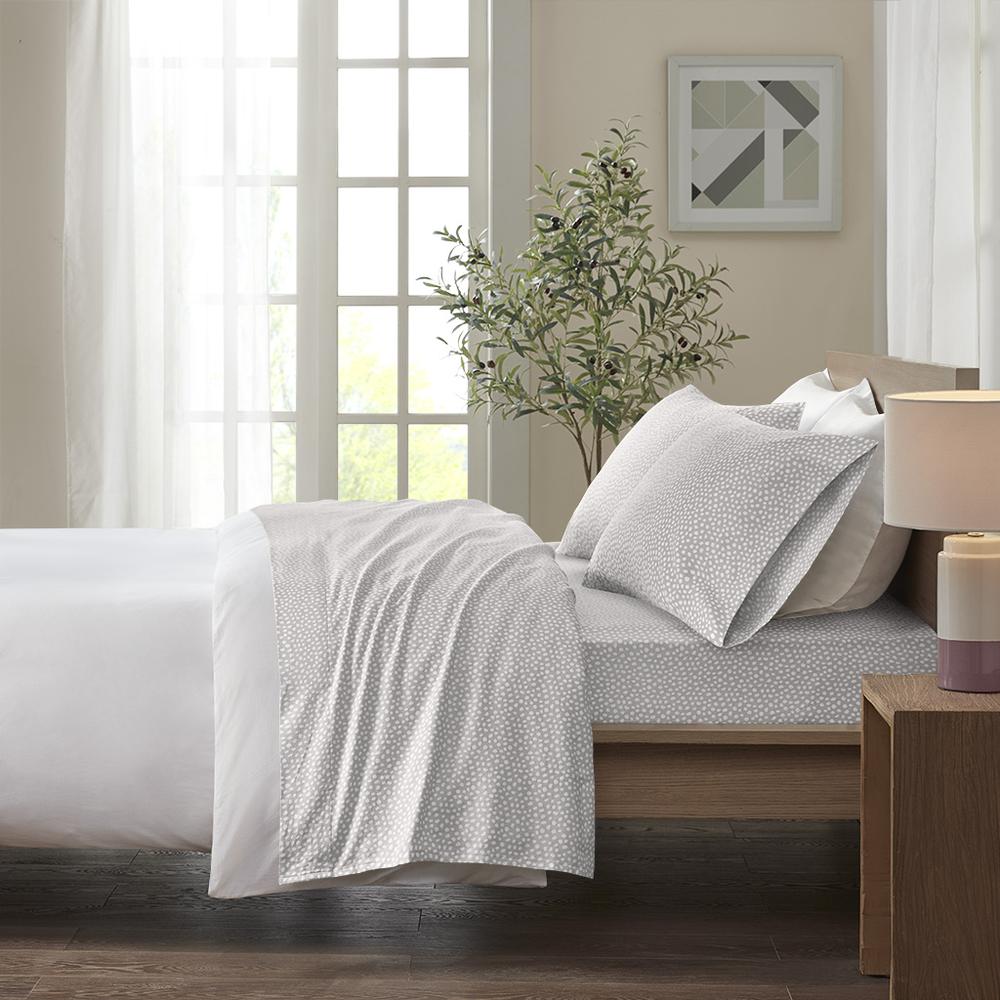 Cozy Flannel Printed Sheet Set, Grey Dots color. Picture 4