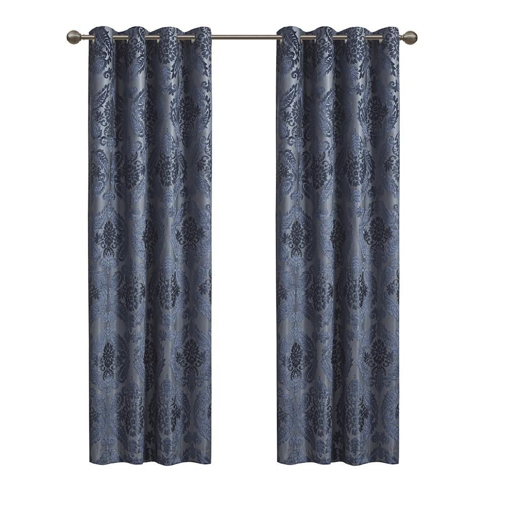 Knitted Jacquard Paisley Total Blackout Grommet Top Curtain Panel. Picture 2