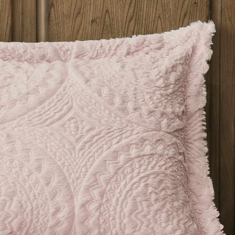 Embroidered Medallion Faux Fur Ultra Plush Comforter Mini Set. Picture 5