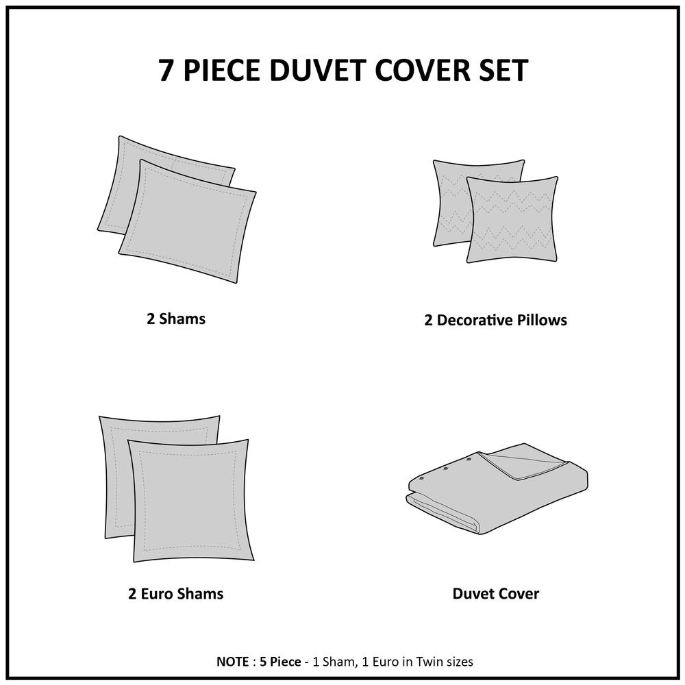 Cotton Jacquard Duvet Cover Set with Euro Shams and Throw Pillows. Picture 5