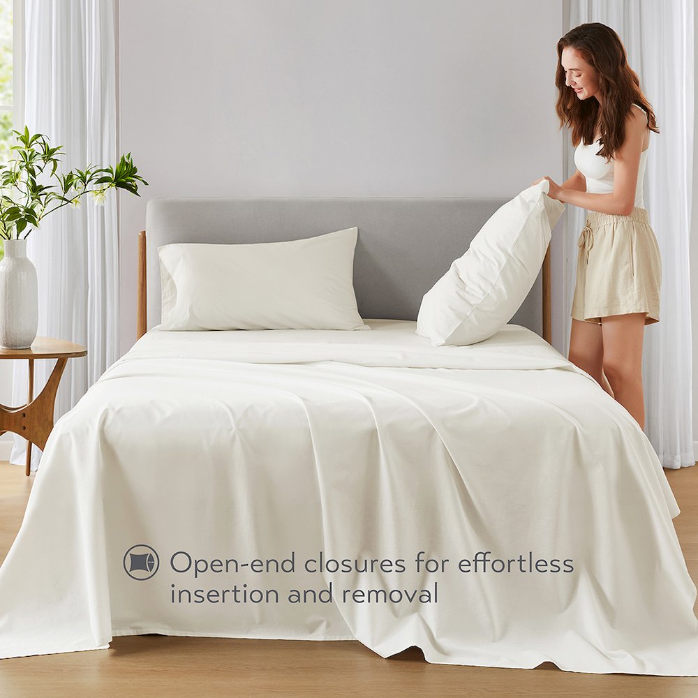 Cotton 144TC 100% Cotton Solid Sheet Set, Ivory color. Picture 3