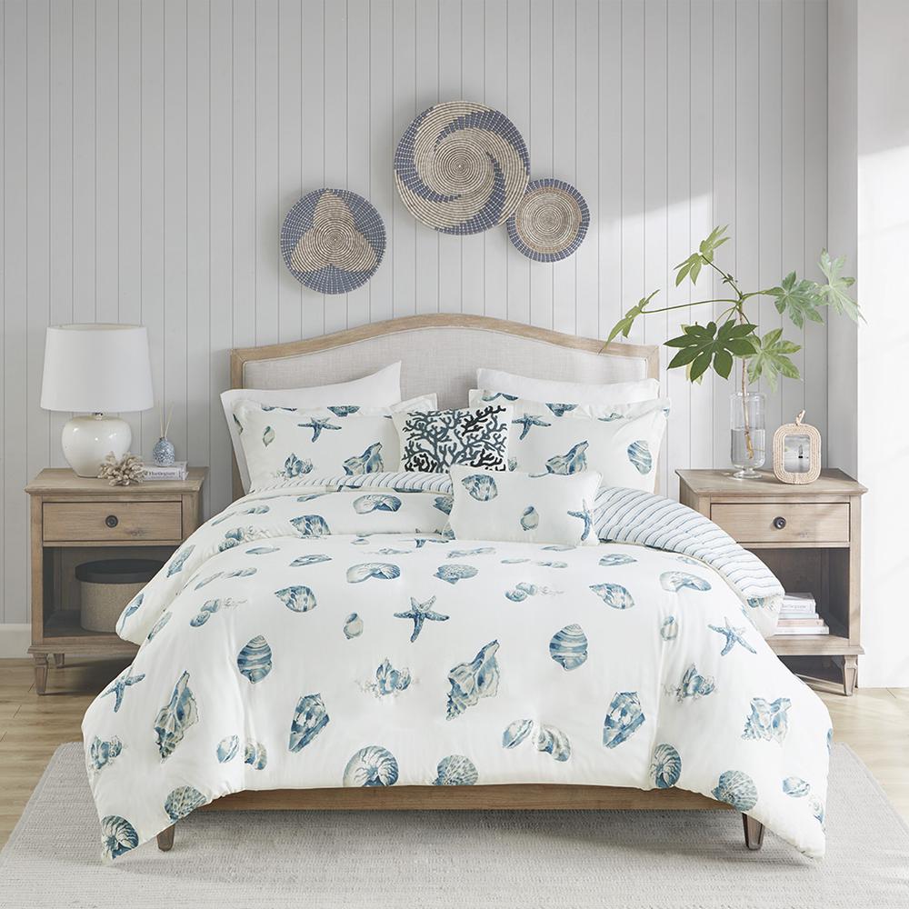 Beach House 2 Piece Duvet Cover Set, Blue color. Picture 2