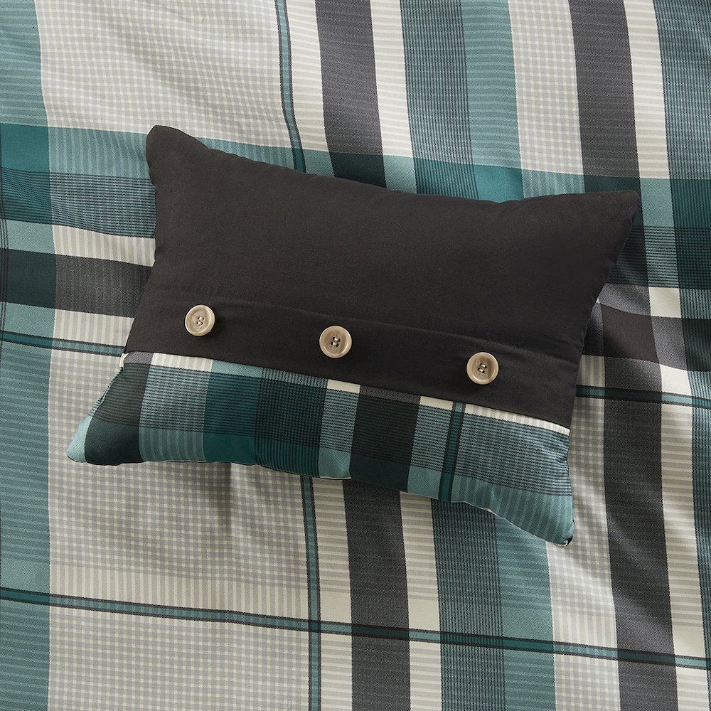 Robbie Plaid Comforter Set with Bed Sheets in Teal/Black Color. Picture 2