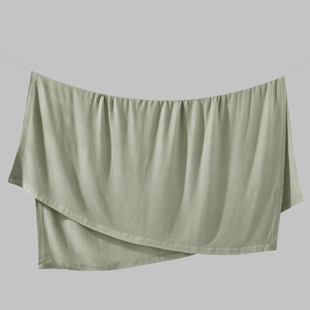 Egyptian Cotton Blanket, Sage Green color. Picture 1